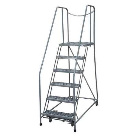 Cotterman 90 in H Steel Rolling Ladder, 6 Steps, 450 lb Load Capacity 1006R2630A1E20B4D3C1P6