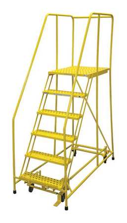 Cotterman 90 in H Steel Rolling Ladder, 6 Steps, 450 lb Load Capacity 1006R2630A6E30B4C2P6