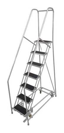 Cotterman 100 in H Steel Rolling Ladder, 7 Steps, 450 lb Load Capacity 1007R1824A2E10B4AC1P6