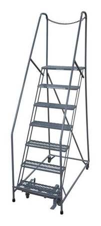Cotterman 100 in H Steel Rolling Ladder, 7 Steps, 450 lb Load Capacity 1007R1824A2E10B4D3C1P6