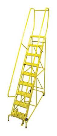 Cotterman 120 in H Steel Rolling Ladder, 9 Steps, 450 lb Load Capacity 1009R1824A2E10B4C2P6