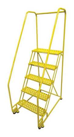 COTTERMAN 80 in H Steel Tilt and Roll Ladder, 5 Steps, 450 lb Load Capacity 5TR18A6E10B8C2P6