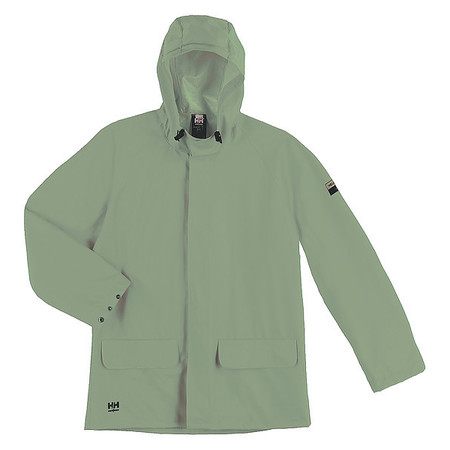HELLY HANSEN Rain Jacket, PVC/Polyester, Army Green, L 70129_480-L