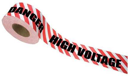 Zoro Select Barricade Tape, Danger High Voltage, Red 15152