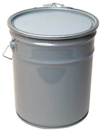 Zoro Select Pail, Open Head, Round, 5 gal, Steel, Gray OH5-24/DC24LL-RIG