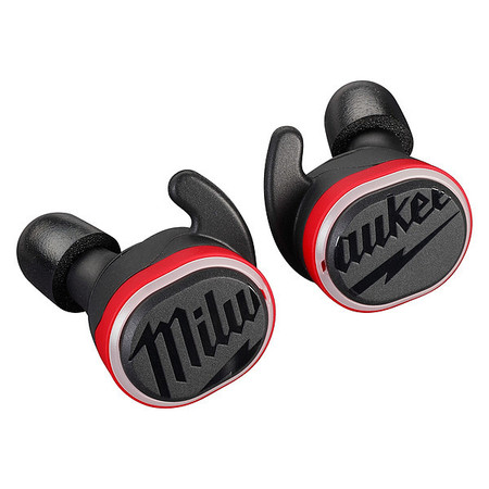 MILWAUKEE TOOL & EQUIPMENT Earbuds, Bluetooth, Black/Red, Cylinder 2191-21