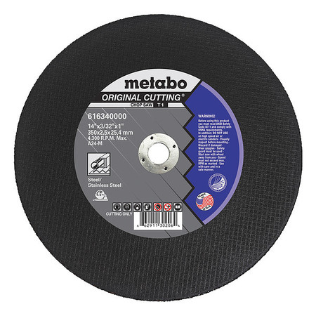 METABO CutOff Wheel, T1, A24M, 14"X3/32"X1" 616340000