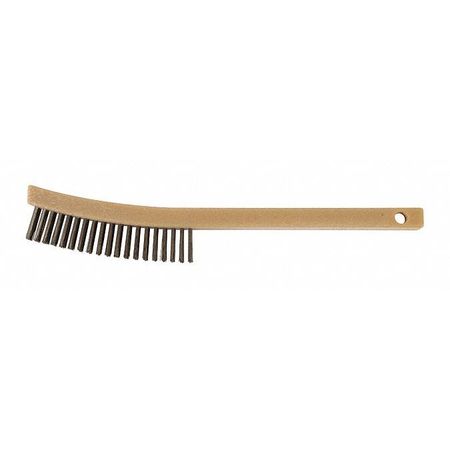 PFERD Curved Scrtch Brush, Polypro, SSWire, 3x19 in, 7-1/2 in L Handle, 6-1/4 in L Brush, Synthetic 85014