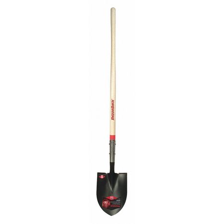 Razor-Back Round Point Shovel, Industrial Gauge Steel Blade, 48 in L Hard Wood Handle 45657