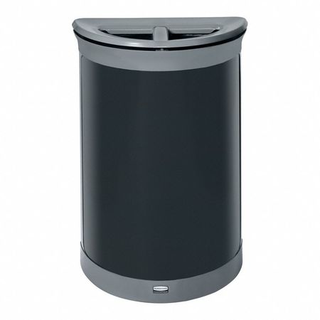 RUBBERMAID COMMERCIAL 11.5 gal Half-Round Recycling Bin, Flat with Top Opening, Gray, 2 Openings 2172846