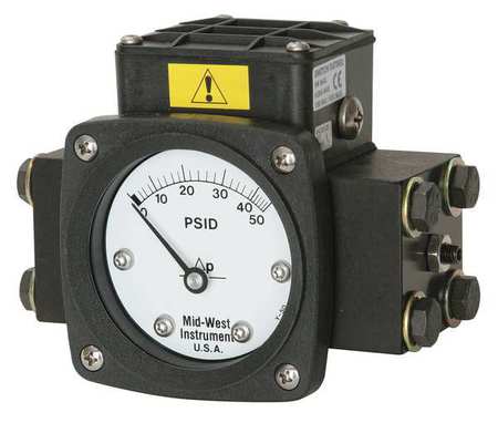 MIDWEST INSTRUMENT Pressure Gauge, 0 to 50 psi 140-AA-00-O(AA)-50P