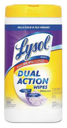 Lysol Disinfecting Wipes, White/Purple, Canister, 75 Wipes, 7" x 8", Citrus, 6 PK REC84922