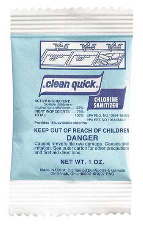 CLEAN QUICK Sanitizer, 1 oz. Packets, Unscented, 100 PK 02584