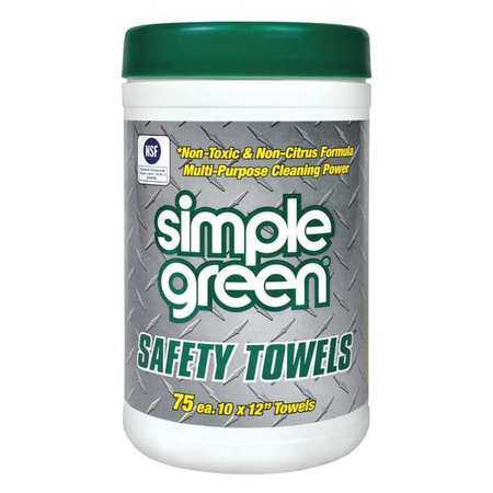 Simple Green All Purpose Cleaning Wipes, White, Canister, Polypropylene, 75 Wipes, 12 in x 10 in, Unscented 3810000613351