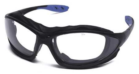 CONDOR Sealed Safety Glasses, Donyi Design, Anti-Fog, Wraparound, Foam Lined, Black/Blue Frame, Clear Lens 22ED39