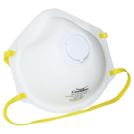 CONDOR N95 Disposable Respirator w/ Valve, Universal, White, PK10 22EL80