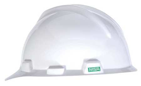 MSA SAFETY Front Brim Hard Hat, Type 1, Class E, Pinlock (4-Point), White 466354