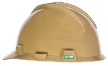 Msa Safety V-Gard Front Brim Hard Hat, Slotted, Cap Style, Type 1, Class E, Staz-On Pinlock Suspension, Gold 464852