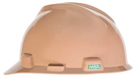 Msa Safety V-Gard Front Brim Hard Hat, Slotted, Cap Style, Type 1, Class E, Staz-On Pinlock Suspension, Tan 461180