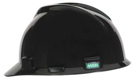 Msa Safety V-Gard Front Brim Hard Hat, Slotted, Cap Style, Type 1, Class E, Staz-On Pinlock Suspension, Black 475235