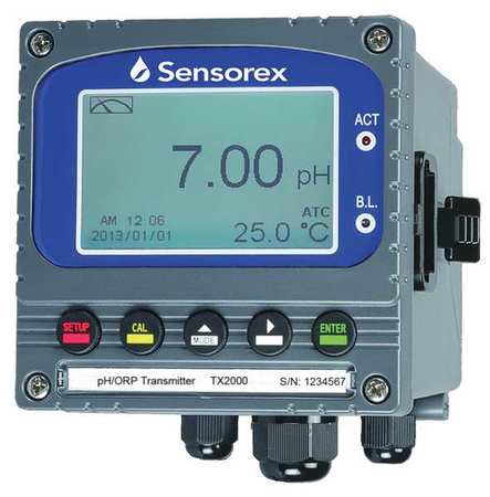 SENSOREX Online pH Transmitter, 0 to 130 Deg TX2000