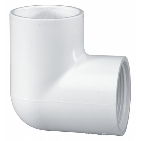 Zoro Select PVC Elbow, 90 Degrees, Socket x FNPT, 1/2 in Pipe Size 407005