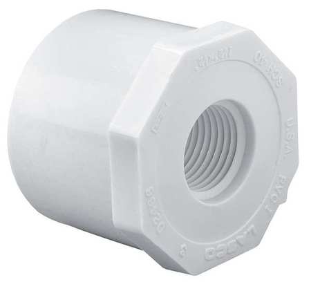 Zoro Select PVC Reducing Bushing, Spigot x FNPT, 1 in x 3/4 in Pipe Size 438131BC