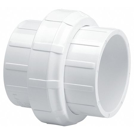 Zoro Select PVC Union, Socket x Socket, 1-1/2 in Pipe Size 457015