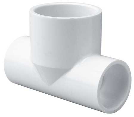 ZORO SELECT PVC Reducer Tee, Socket x Socket x Socket, 1 in x 1 in x 1 1/2 in Pipe Size 401133