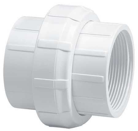 ZORO SELECT PVC Union, FNPT x FNPT, 1-1/2 in Pipe Size 458015