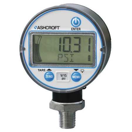Ashcroft Digital Pressure Gauge, 0 to 3000 psi, 1/4 in MNPT, Plastic, Black DG2551N1NAM02L3000#-