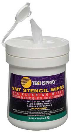 Techspray IPA Cleaning Wipes Pop Up, PK100 1608-100DSP