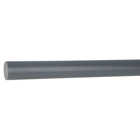 ZORO SELECT Gray PVC Rod Stock 4 ft. L, 1" Dia. 22JM45