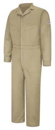 VF IMAGEWEAR Flame Resistant Coverall, Khaki, Cotton/Nylon, 36 CLD4KH RG 36