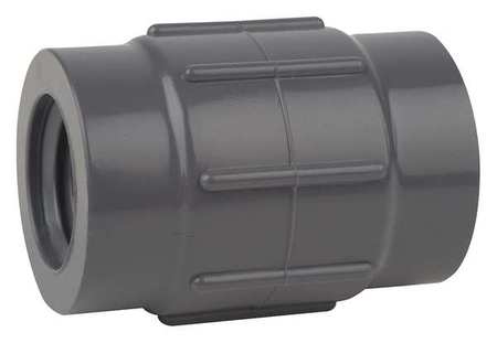 ZORO SELECT PVC Reducing Coupling, FNPT x FNPT, 1/2 in x 3/8 in Pipe Size 830-073