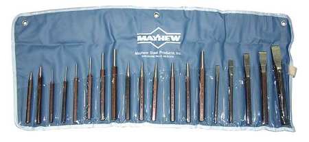 Mayhew Punch and Chisel Set, Steel, Black Oxide Finish, 19 Piece 61019