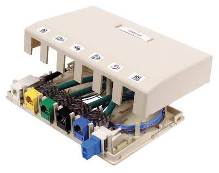 HUBBELL PREMISE WIRING Surface Mount Box, 6 Ports, Office White HSB6OW