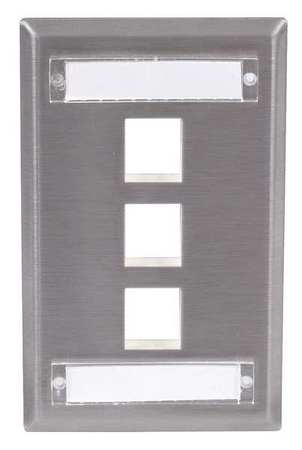 HUBBELL PREMISE WIRING Plate, 3 Ports, Gray SSFL13