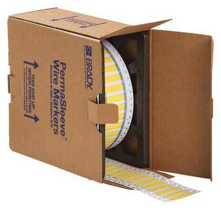 BRADY Wire Marking Sleeves, Yellow, 2 In W 3PS-250-2-YL