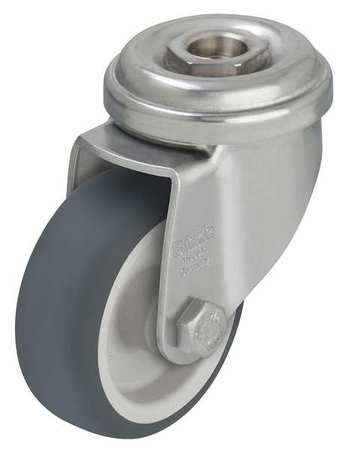 ZORO SELECT Kingpin Swivel Caster, Therm Rubber, 4 in, 154 lb, Gry LRA-TPA 100G