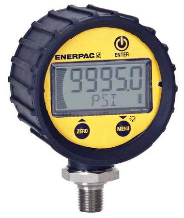 Enerpac Digital Pressure Gauge, 0 to 20,000 psi, 1/4 in MNPT, Plastic, Black/Yellow DGR2