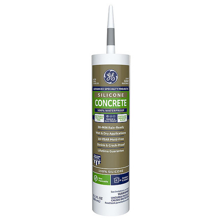 Ge Concrete & Masonry Sealant, 10.1 oz, Cartridge, Light Gray, Silicone Base 2816709