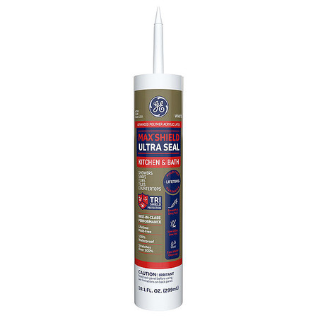 Ge Kitchen & Bath Caulk, 10.1 oz, Cartridge, White, Acrylic Base MAKB410WT