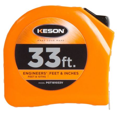 Keson 33 ft Engineer's Tape Measure, 1 in Blade PGT181033V