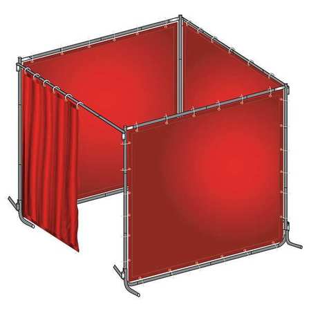 Zoro Select Welding Booth, 8 ft. W, 6ft, 0.014 in., Red 22RP05