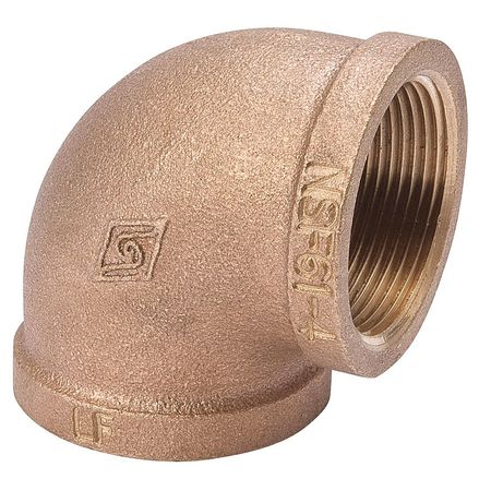 ZORO SELECT Brass 90 Degrees Elbow, FNPT, 1/8" Pipe Size 22UK98