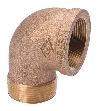 ZORO SELECT Brass 90 Degrees Street Elbow, MNPT x FNPT, 1-1/2" Pipe Size 22UL08