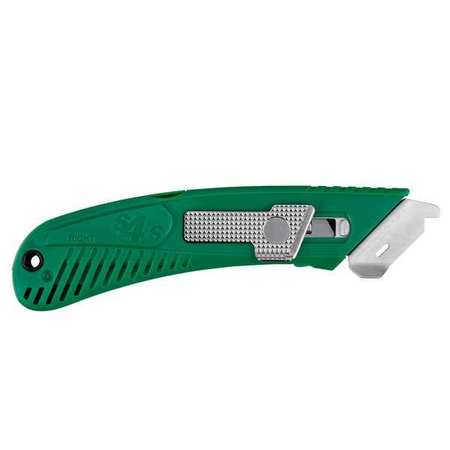 Pacific Handy Cutter Safety Knife, 3 Fixed Blade Depths, 5 3/4 in L, Safety Point, Steel Blade, Green Plastic Handle S4R