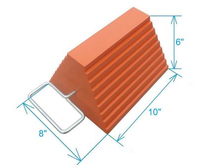 Zoro Select Wheel Chock, Molded Rbr w/Stl Grab, Orange 22XW89