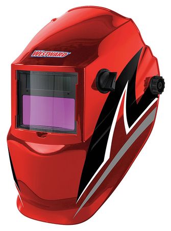 Westward Auto Dark Welding Helmet, Shade 4, 9-13, Black/Red/White 22XX47